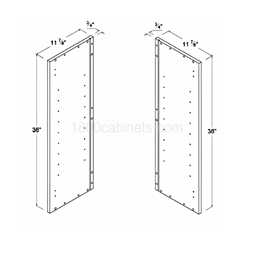 Matt Ivory - Finished Left-Side Panel for 36"H Wall cabinets - 11 7/8"D X 36"H X 3/4"W
