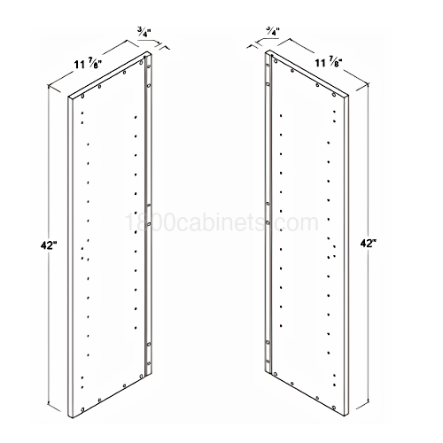 Matt Ivory - Finished Right-Side Panel for 42"H Wall cabinets - 11 7/8"D X 42"H X 3/4"W