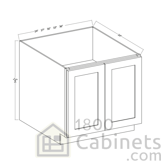 Sage Breeze - Base Cabinet - Full Height Door - 33"W x 34-1/2"H x 24"D - Double Doors, 1 Shelf