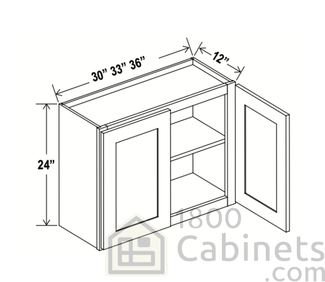Rustic Wood - Wall Cabinet - 33"W x 24"H x 12"D - Double Doors - 1 Shelf