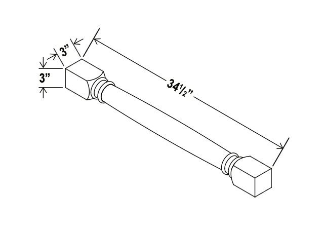 Treasure Chest - Classic Decorative Leg - 3"W x 34 1/2"H x 3"D