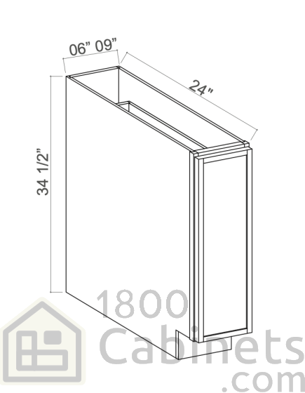 Slim Iron Black - Spice Pull Base Cabinet - 6"W x 34-1/2"H x 24"D