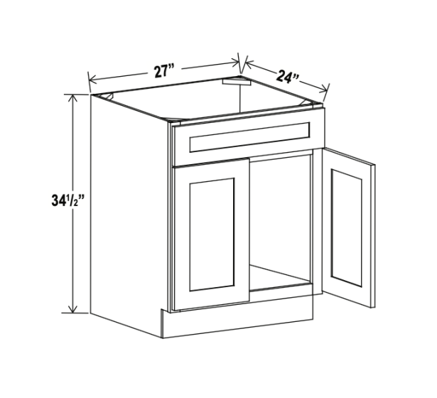 Aspen Charcoal - Sink Base - 27"W x 34-1/2"H x 24"D - 1 False Drawer