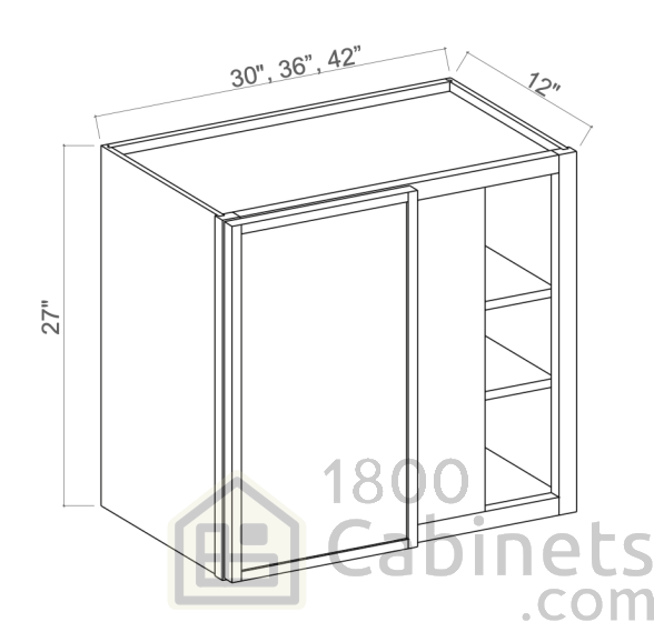 Slim Amber Oak - Wall Blind Corner Cabinet - 27"W x 42"H x 12"D - Single Door - 3 Shelves