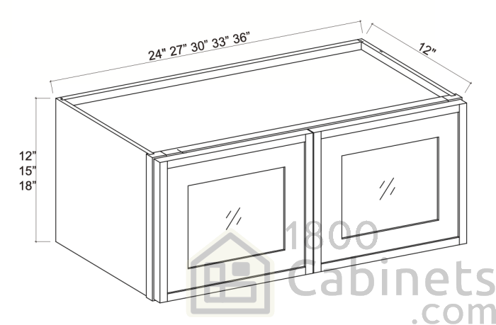 Slim Iron Black - Wall Glass Door Cabinet - 30"W x 12"H x 12"D - Double Doors