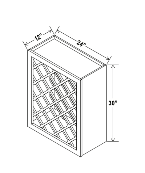 Shaker Gray - Wall Wine Rack Cabinet - 24"W x 30"H x 12"D