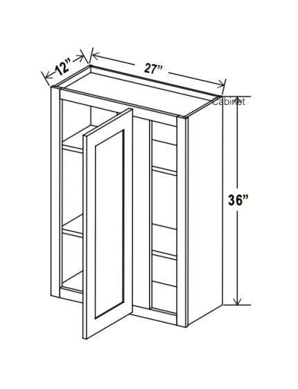 Shaker Espresso - Wall Blind Corner Cabinet - 27"W x 36"H x 12"D - Single Door - 2 Shelves
