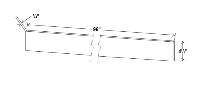 Aspen White - Toe Kick 8' Plywood - 96"W x 4 1/2"H x 1/8"D