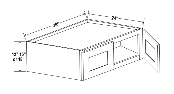 Smoky Ash - Wall Refrigerator Cabinet - 36"W x 18"H x 24"D - Double Doors