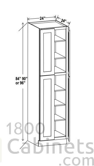 Rustic Wood - Wall Pantry - 24"W x 90"H x 24"D - 4 Doors, 5 Shelves