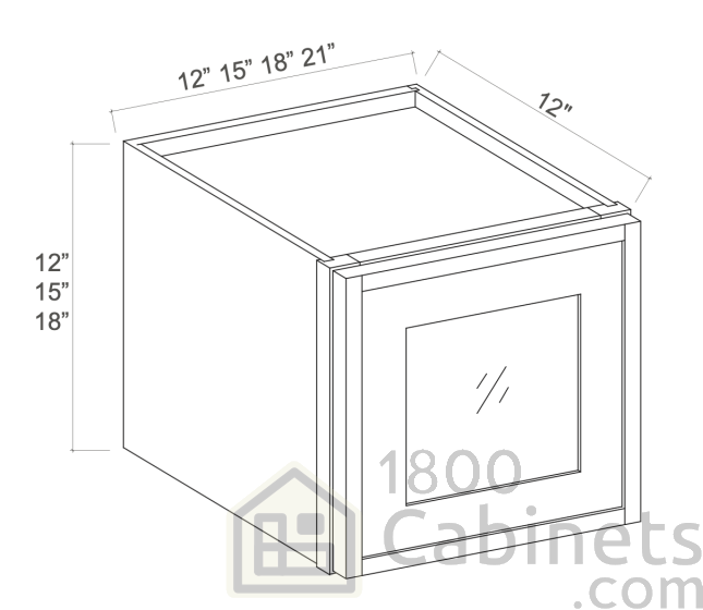 Slim Iron Black - Wall Glass Door Cabinet - 15"W x 18"H x 12"D - Single Door