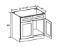 Aspen White - Sink Base - 33"W x 34-1/2"H x 24"D - 2 False Drawers