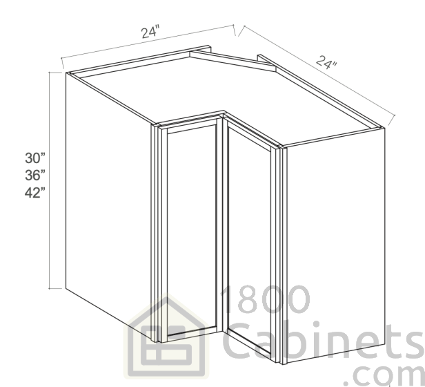 Slim Amber Oak - Wall Easy Reach Corner Cabinet - 24" W X 30"H X 12"D - Double Doors - 2 Shelves