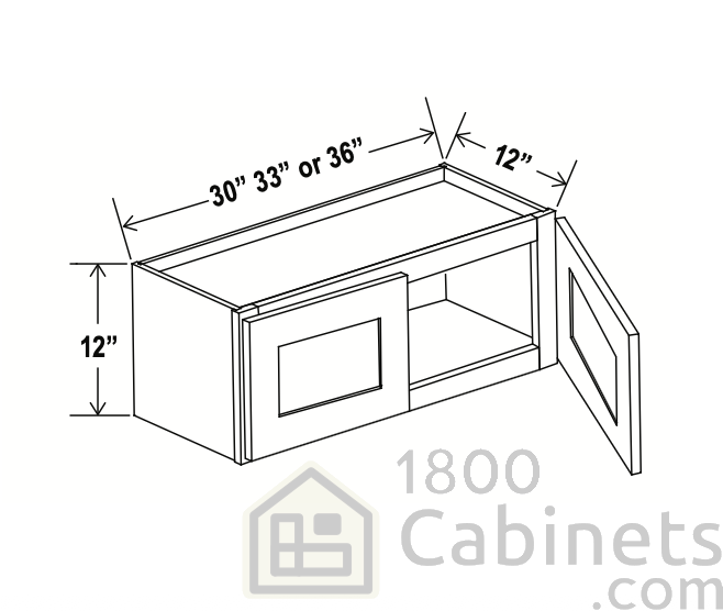 Sage Breeze - Wall Cabinet - 33"W x 12"H x 12"D - Double Doors