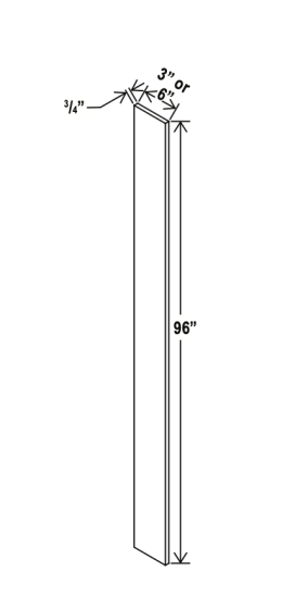 Shaker White - Tall Filler - 3"W x 96"H x 3/4"D