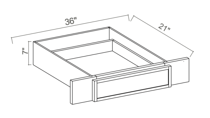 Slim White Oak - Knee Drawer - 36"W x 7"H x 21"D