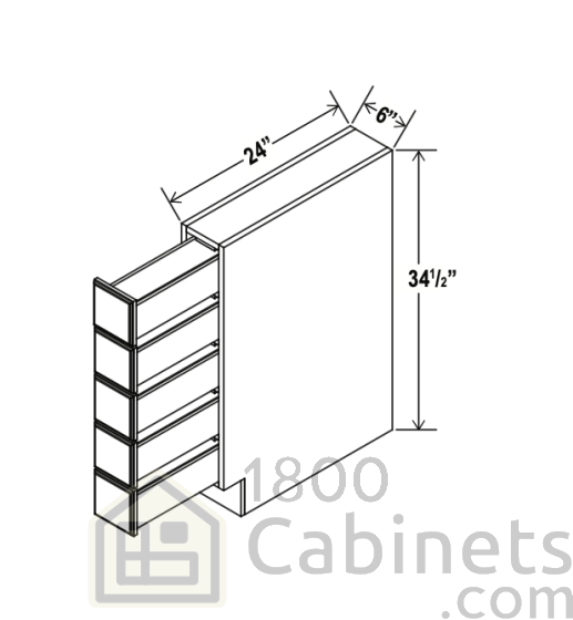 Sage Breeze - Base Spice Drawer - 34 1/2"W x 24"H x 6"D - 5 Drawers