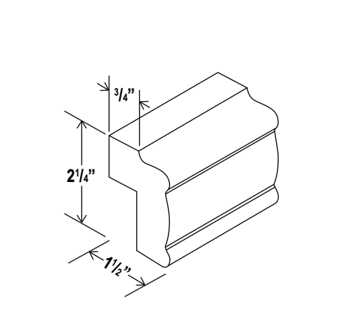 Double Smoky Gray - Light Rail Moulding - 96"W x 1-9/16"H x 2-1/4"D