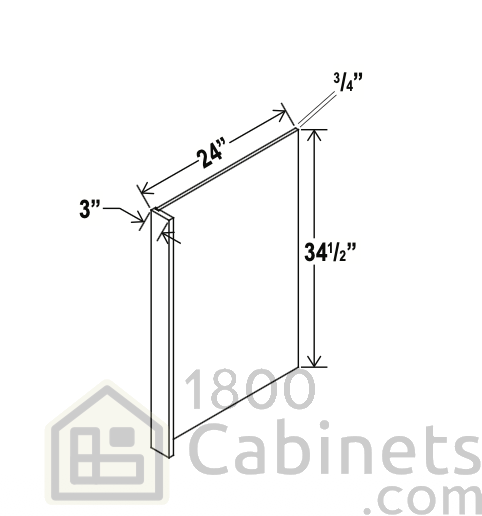Rustic Wood - Dishwasher Return Panel w/3"W Filler - 24"W X 34-1/2"H X 1/2"D