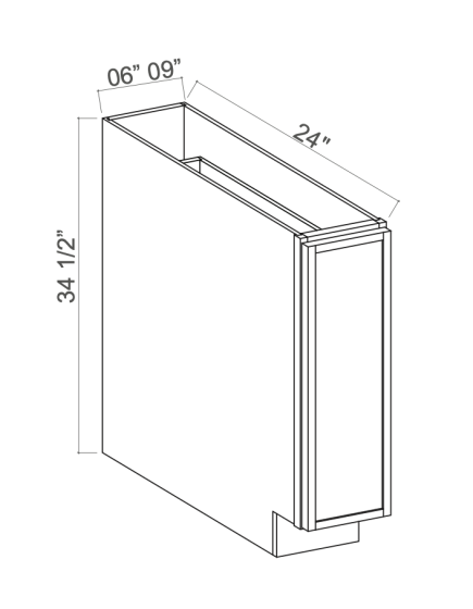 Slim Dove White - Spice Pull Base Cabinet - 9"W x 34-1/2"H x 24"D