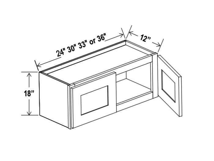 Treasure Chest - Wall Cabinet - 33"W x 18"H x 12"D - Double Doors