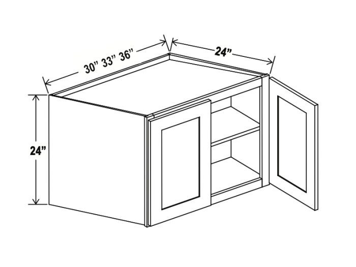 Aston Green - Wall Refrigerator Cabinet - 30"W x 24"H x 24"D - Double Doors - 1 Shelf