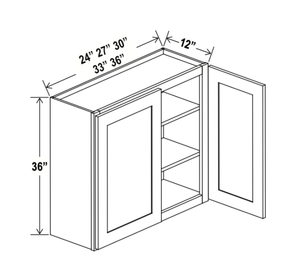 Double Smoky Gray - Wall Cabinet - 30"W x 36"H x 12"D - Double Doors - 2 Shelves