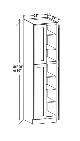 Smoky Ash - Wall Pantry - 24"W x 84"H x 24"D - 4 Doors, 5 Shelves