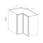 Slim White Oak - Wall Easy Reach Corner Cabinet - 24" W X 36"H X 12"D - Double Doors - 2 Shelves