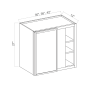 Slim White Oak - Wall Blind Corner Cabinet - 27"W x 42"H x 12"D - Single Door - 3 Shelves