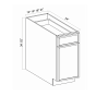 Slim White Oak - Base Cabinet - 12"W x 34-1/2"H x 24"D - Single Door, Single Drawer, 1 Shelf