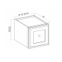 Slim White Oak - Wall Glass Door Cabinet - 18"W x 15"H x 12"D - Single Door