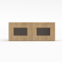 Slim White Oak - Wall Glass Door Cabinet - 24"W x 18"H x 12"D - Double Doors