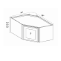 Slim White Oak - Wall Diagonal Glass Door Corner Cabinet - 24"W x 12"H x 12"D - Single Door