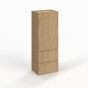 Slim White Oak - Wall With Drawer Cabinet - 18"W x 48"H x 12"D - Single Door, Double Drawers - 2 Shelves