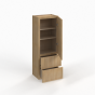Slim White Oak - Wall With Drawer Cabinet - 18"W x 60"H x 12"D - Single Door, Double Drawers - 3 Shelves