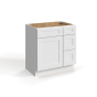 Shaker White - Vanity Sink Base - 30"W x 34-1/2"H x 21"D - Single Door, 3 Right DRW