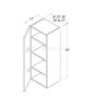 Midnight Glass - Wall Cabinet - 15"W X 42"H X 12"D - Single Door - 3 Shelves