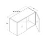 Midnight Glass - Wall Cabinet - 30"W X 18"H X 12"D - Double Doors