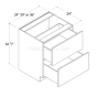 Matt Ivory - Drawer Base Cabinet - 30"W X 34 1/2"H X 24"D - 2 Drawers