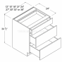 Matt Ivory - Drawer Base Cabinet - 33"W X 34 1/2"H X 24"D - 3 Drawers