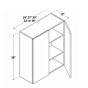 Crystal Glass - Wall Cabinet - 24"W X 36"H X 12"D - Double Doors - 2 Shelves