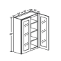 Shaker White - Wall Glass Door Cabinet - 24"W x 42"H x 12"D - Double Doors - 3 Shelves