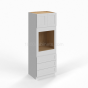 Shaker White - Oven Cabinet - 33"W x 84"H X 24"D - Double Doors, 3 Drawers, 1 Shelf