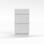 Shaker White - Vanity Drawer Base Cabinet - 12"W x 34-1/2"H x 21"D - 3 Drawers