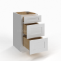 Shaker White - Vanity Drawer Base Cabinet - 12"W x 34-1/2"H x 21"D - 3 Drawers