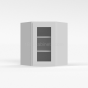Shaker White - Wall Diagonal Glass Door Corner Cabinet - 24"W x 30"H x 12"D - Single Door - 2 Shelves
