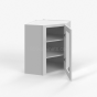 Shaker White - Wall Diagonal Glass Door Corner Cabinet - 24"W x 30"H x 12"D - Single Door - 2 Shelves