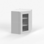 Shaker White - Wall Diagonal Glass Door Corner Cabinet - 24"W x 30"H x 12"D - Single Door - 2 Shelves