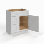 Shaker White - Vanity Sink Base - 30"W x 34-1/2"H x 21"D - Single Door, 3 Left DRW